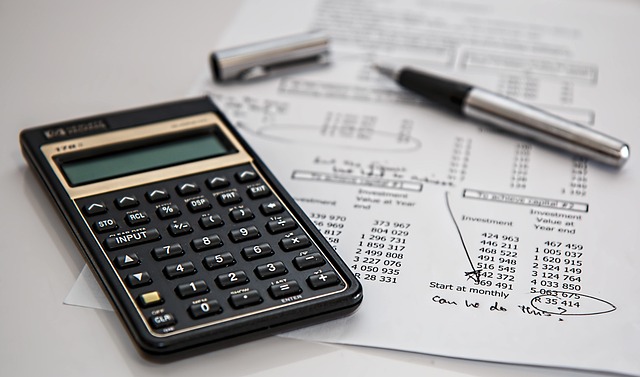 Calculator with financial planning documents