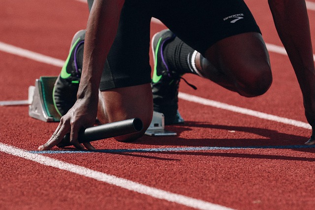 Athlete sprinting on a running track