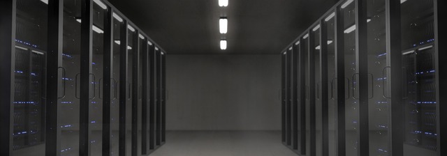 Server room with networking equipment