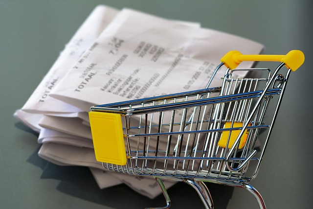 Shopping receipt and money — sales tax