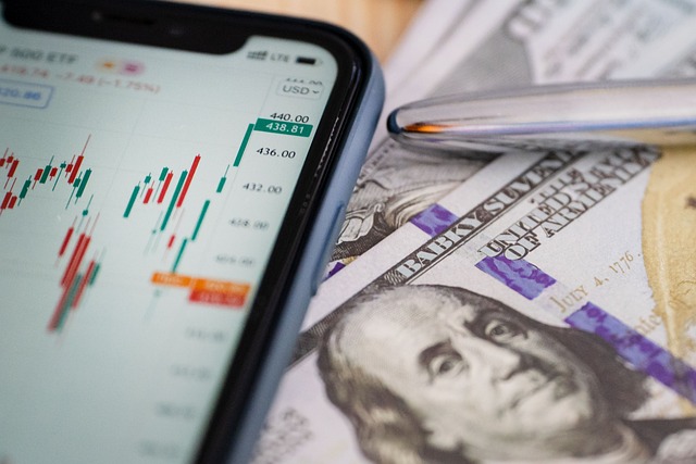 Stock market chart showing investment growth