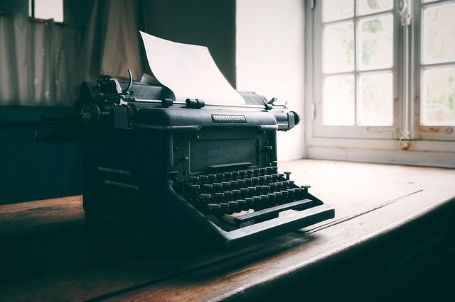 Vintage typewriter on a writer's desk