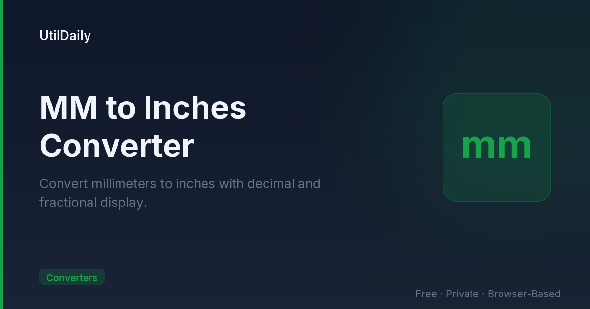 MM to Inches — Free Millimeter to Inch Converter & Chart | UtilDaily
