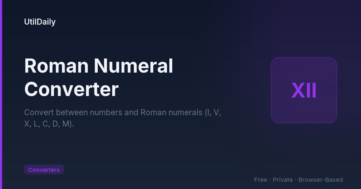 Roman Numeral Converter — Free Numbers to Roman Numerals Tool | UtilDaily